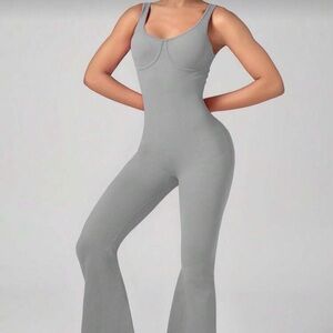 NEW Ribbed Bell Bottom Active Jumpsuit